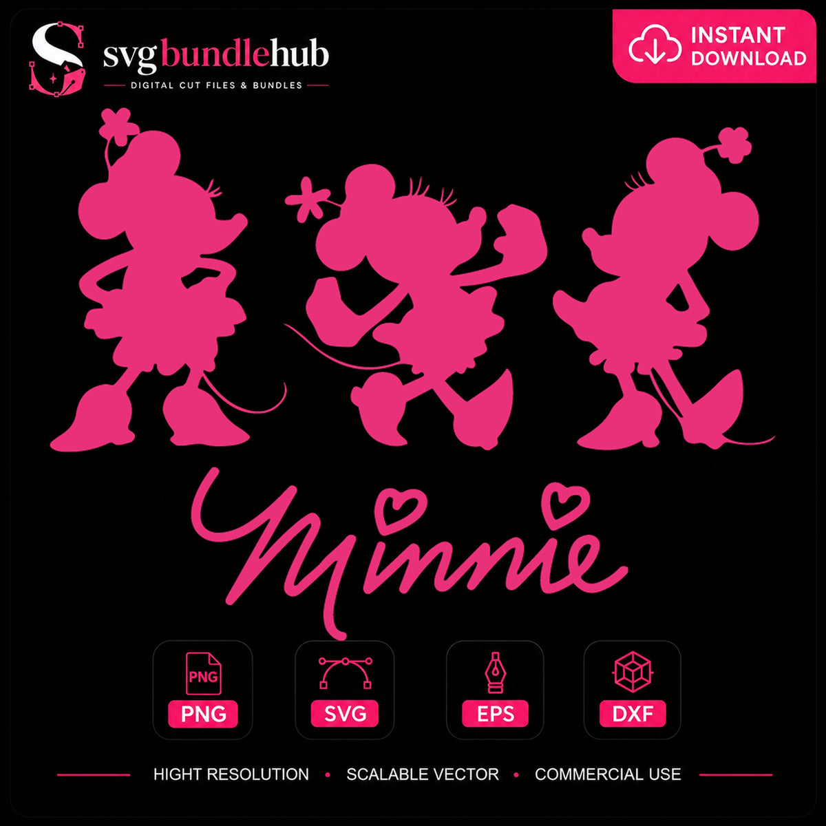 Minnie Mouse Disney SVG, Cute Silhouette Cricut Cut File