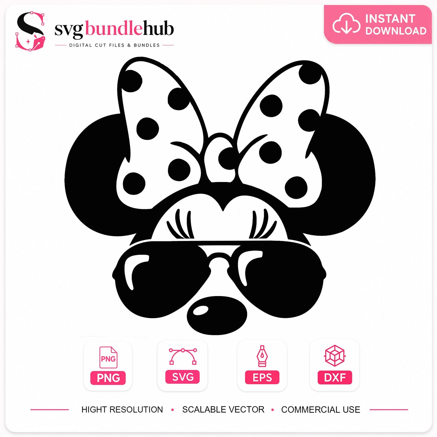 Minnie Mouse Sunglasses SVG, Disney SVG, Minnie Bow PNG