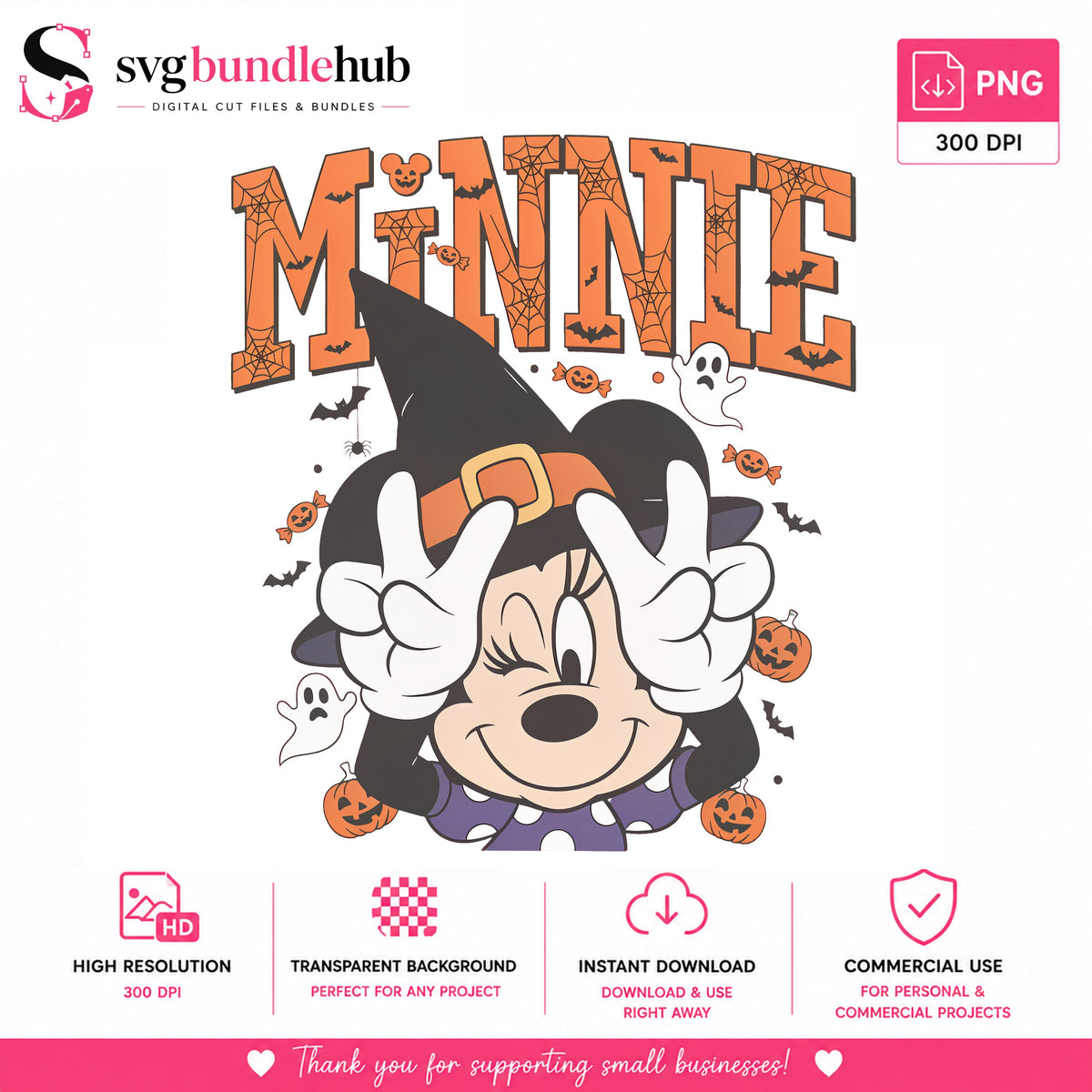 Minnie Witch Halloween PNG, Spooky Mouse | SvgBundleHub