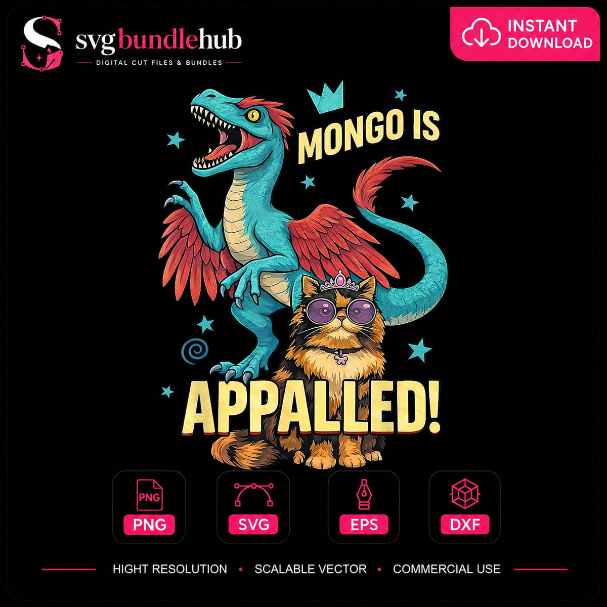 Mongo Is Appalled Dinosaur Cat Funny Quote PNG