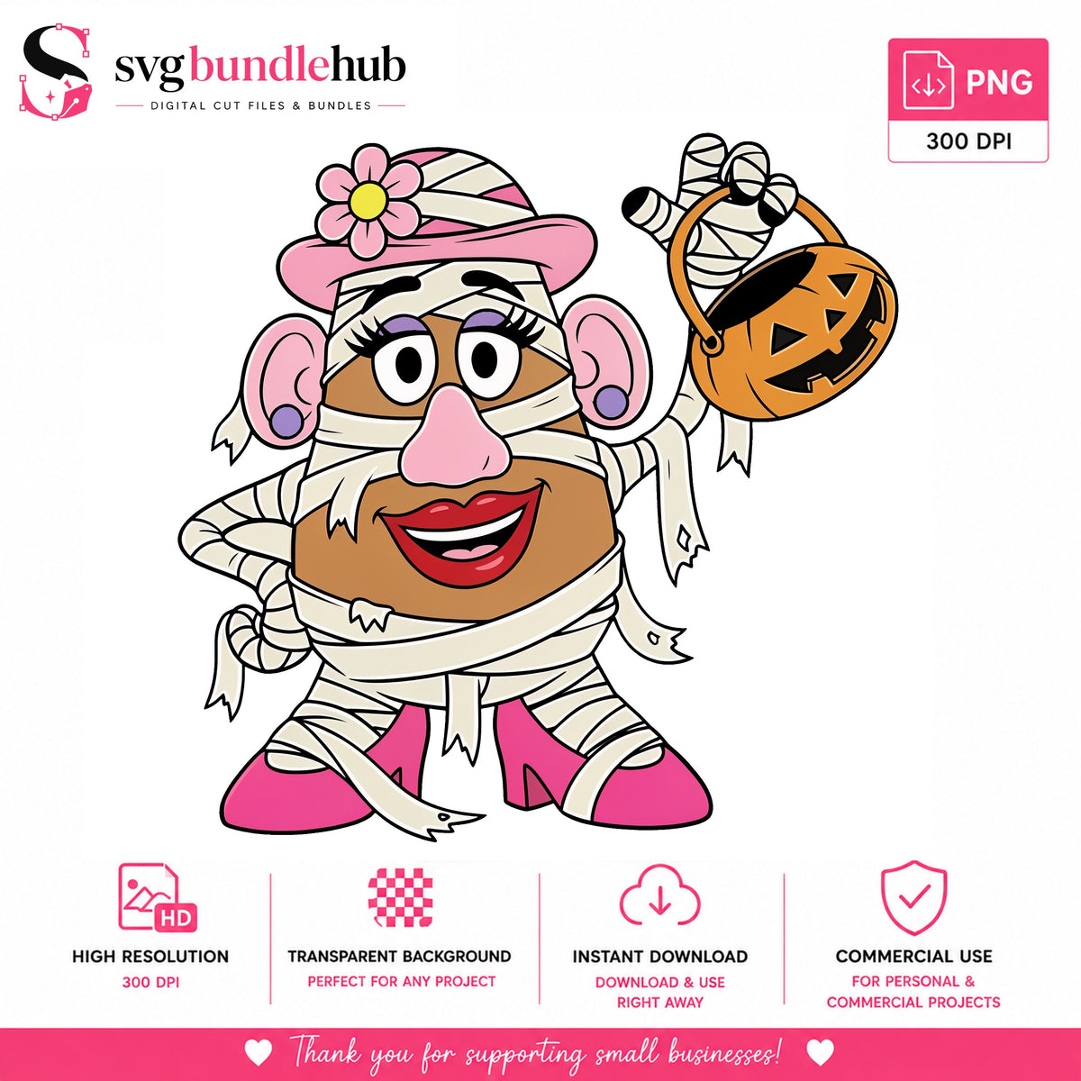 Mrs Potato Head Mummy Halloween PNG | SvgBundleHub
