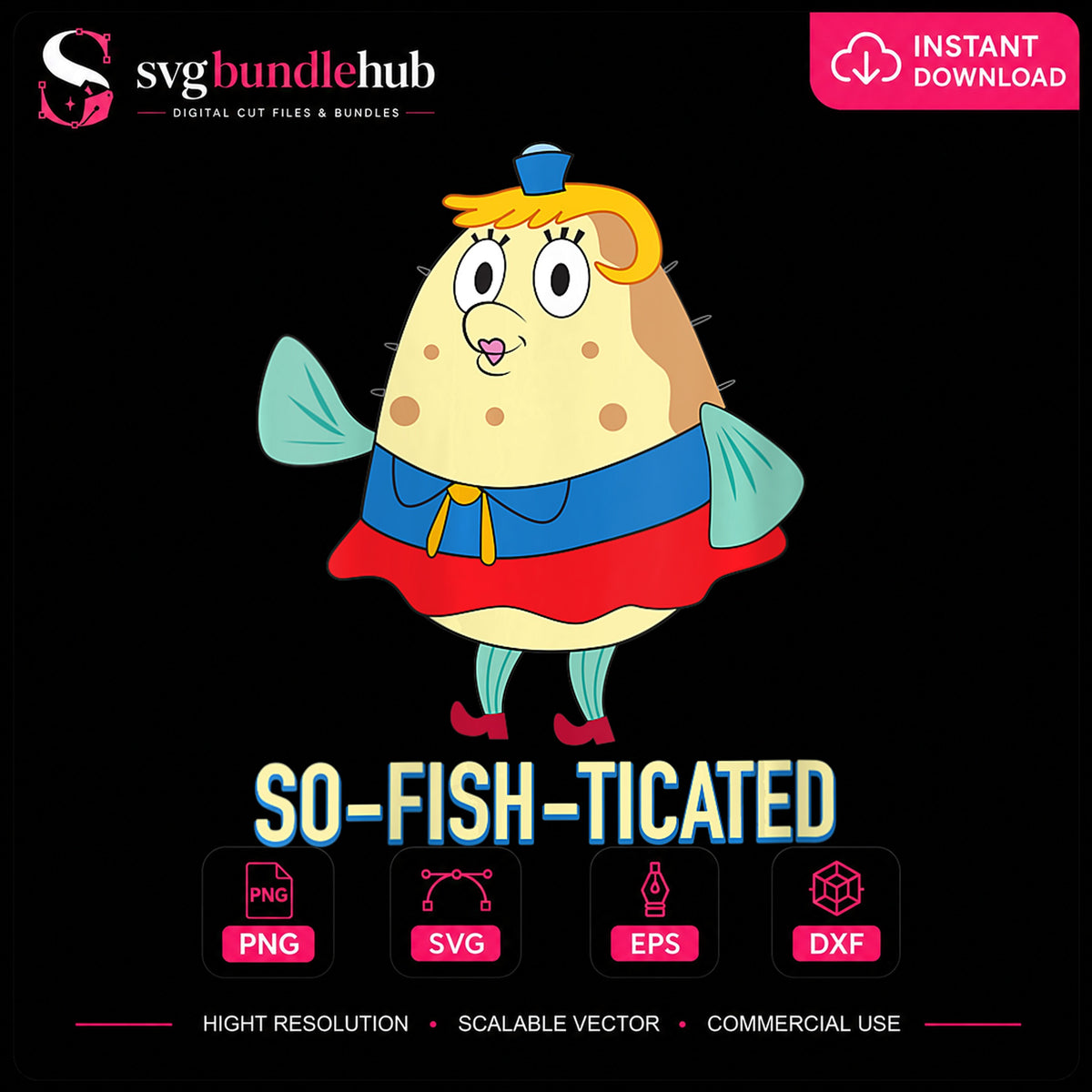 Mrs Puff So-Fish-Ticated Quote SpongeBob Cartoon PNG