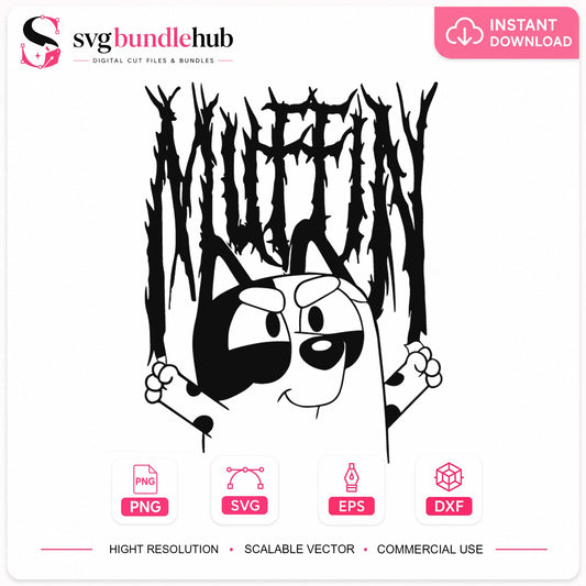 Muffin Bluey Metal Rock Horror Cricut Cut File SVG