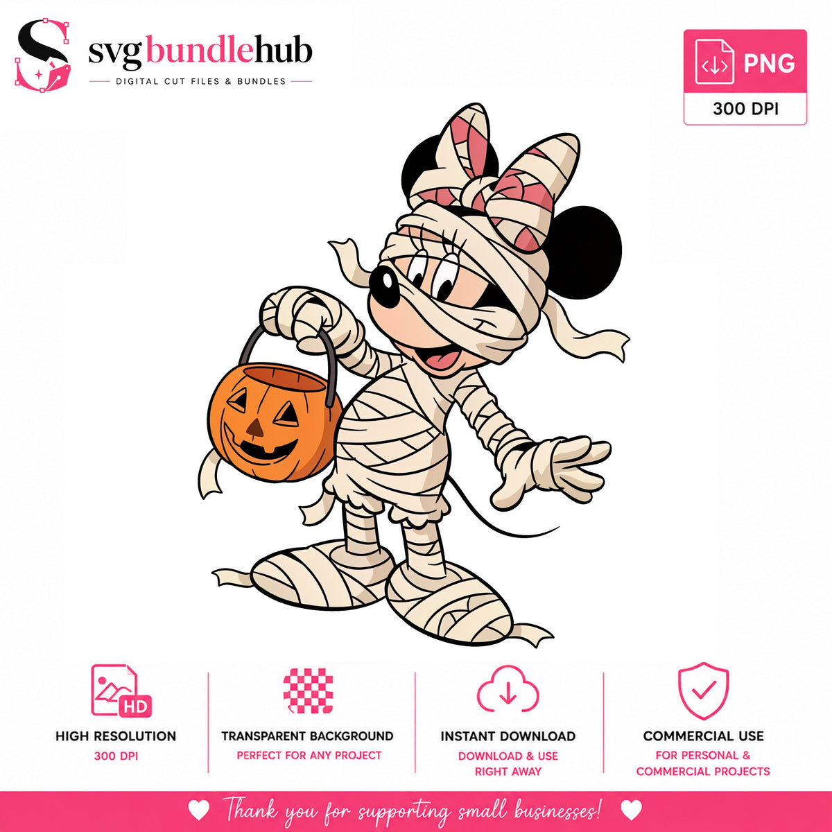 Mummy Mouse Halloween PNG, Spooky Cute | SvgBundleHub