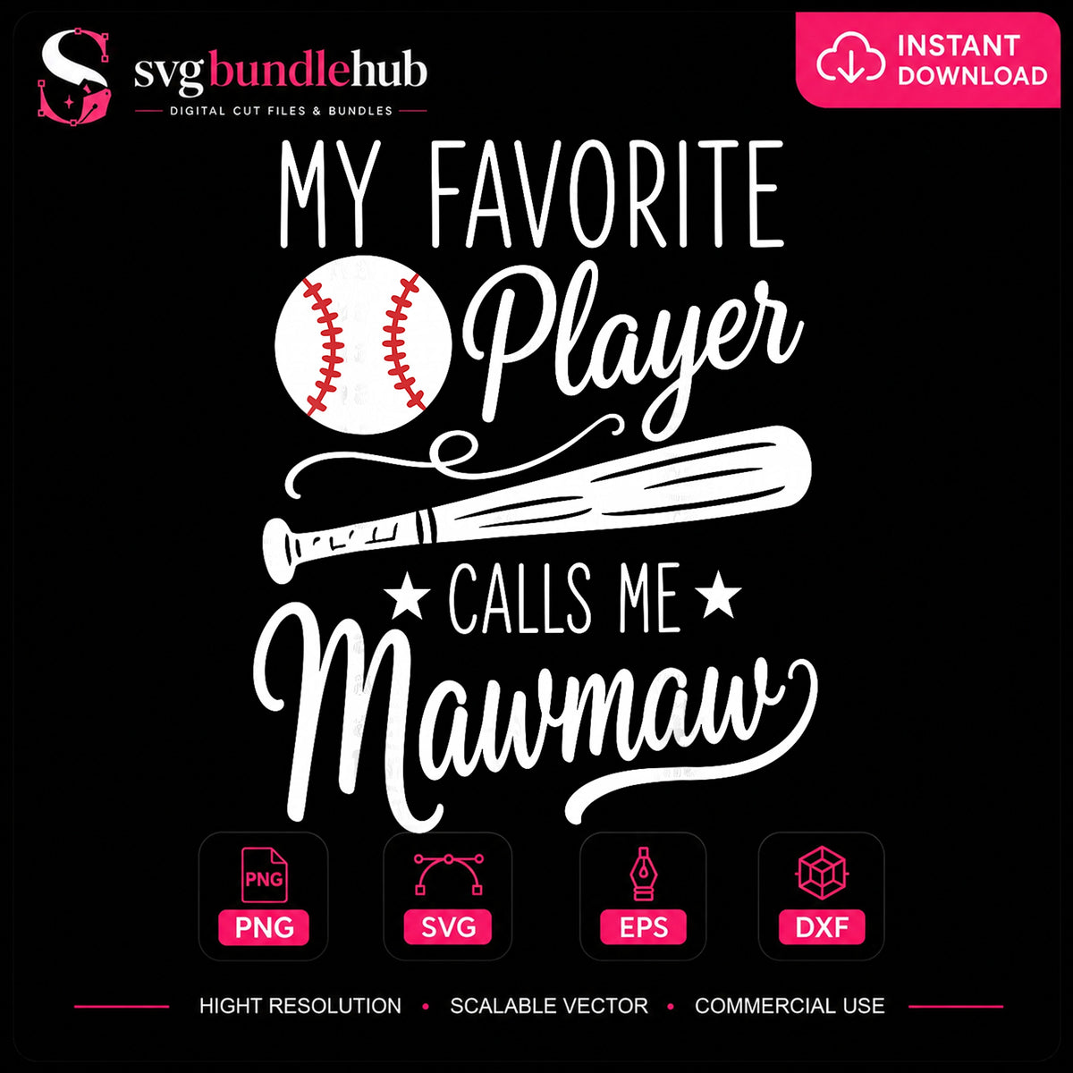 My Favorite Player Calls Me Mawmaw Baseball PNG