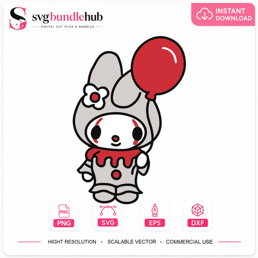 My Melody Pennywise IT Clown Halloween Clipart SVG