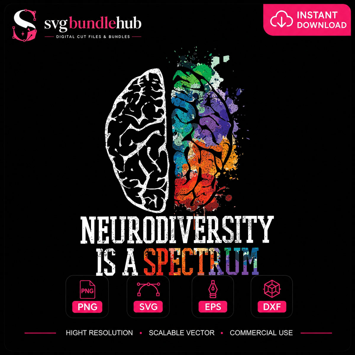 Neurodiversity Is A Spectrum Colorful Brain Clipart PNG