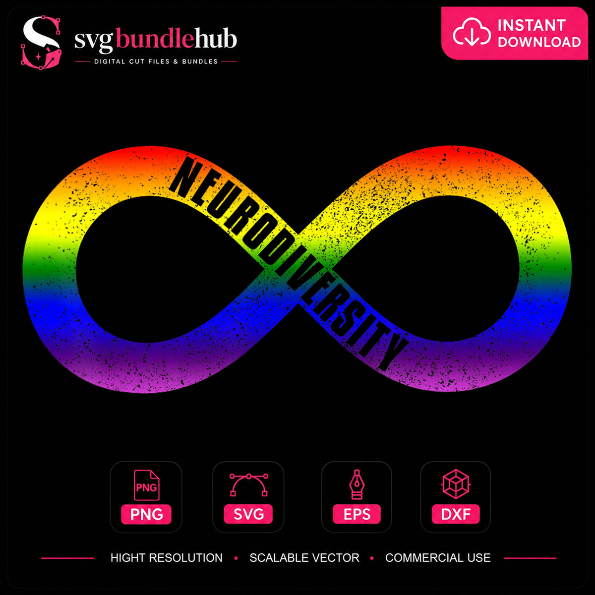 Neurodiversity Rainbow Infinity Symbol Pride Clipart PNG
