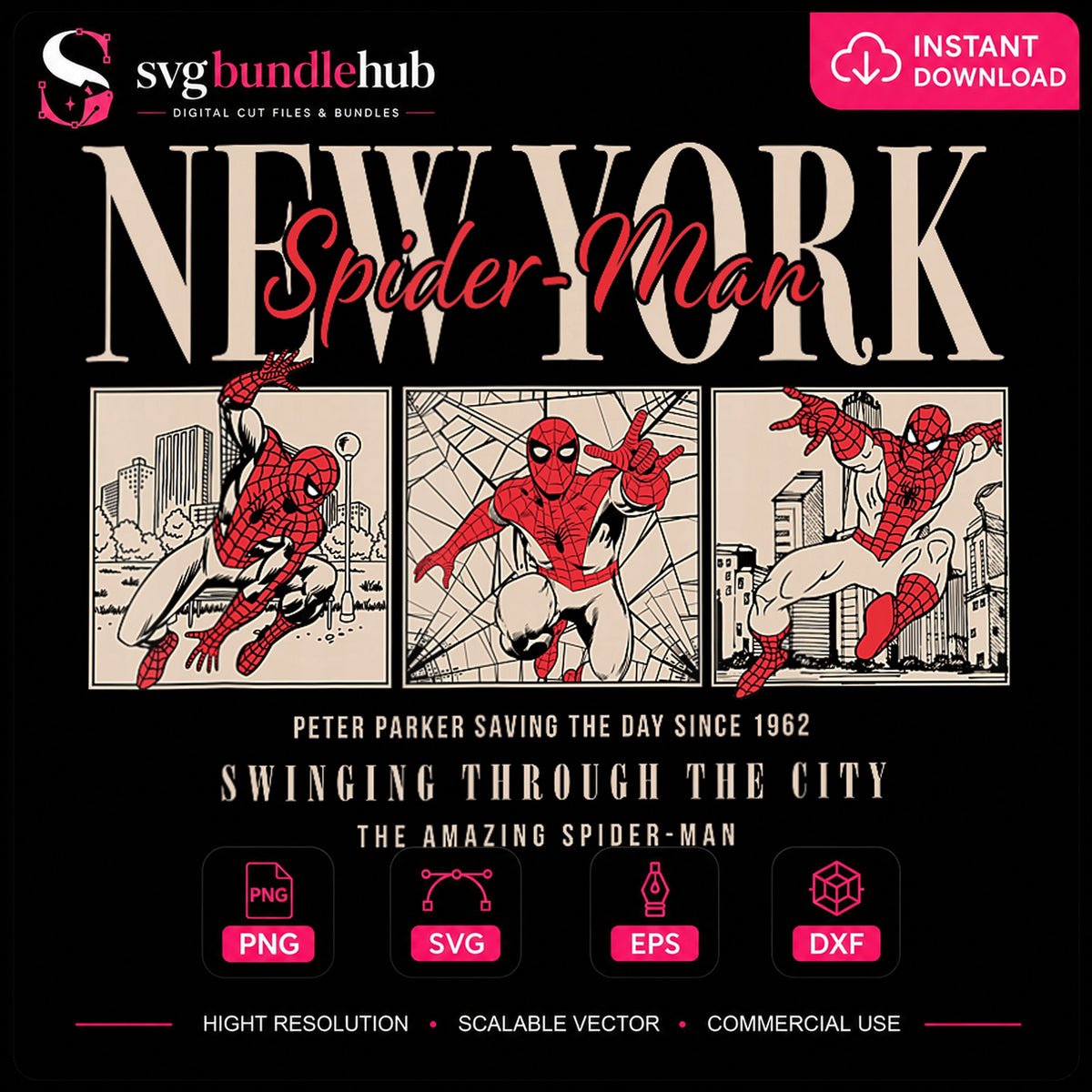 New York Spider-Man Swinging Through The City Comic PNG