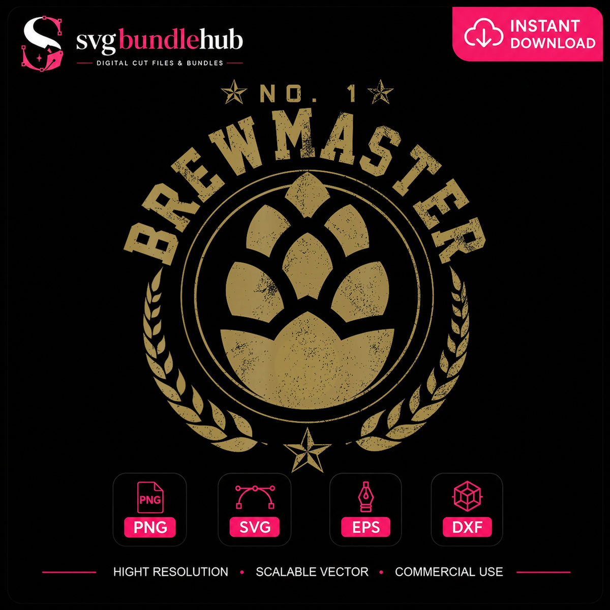 No. 1 Brewmaster Hop Beer Badge Vintage PNG