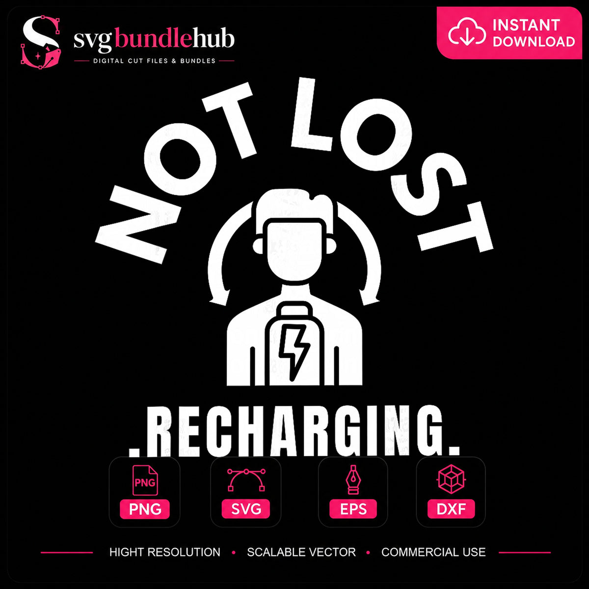 Not Lost Recharging Introvert Funny Quote PNG