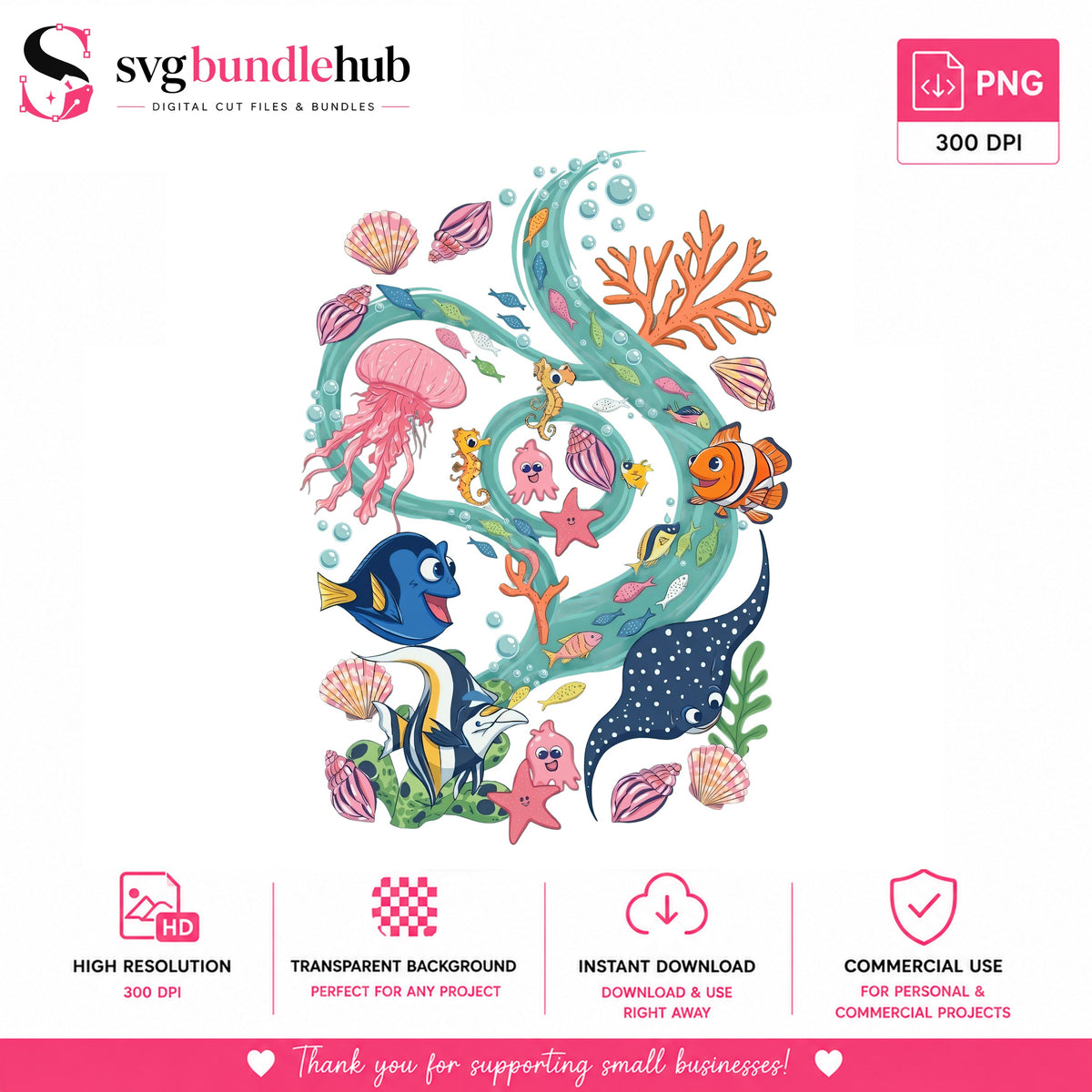 Ocean Sea Life Collage PNG | SvgBundleHub