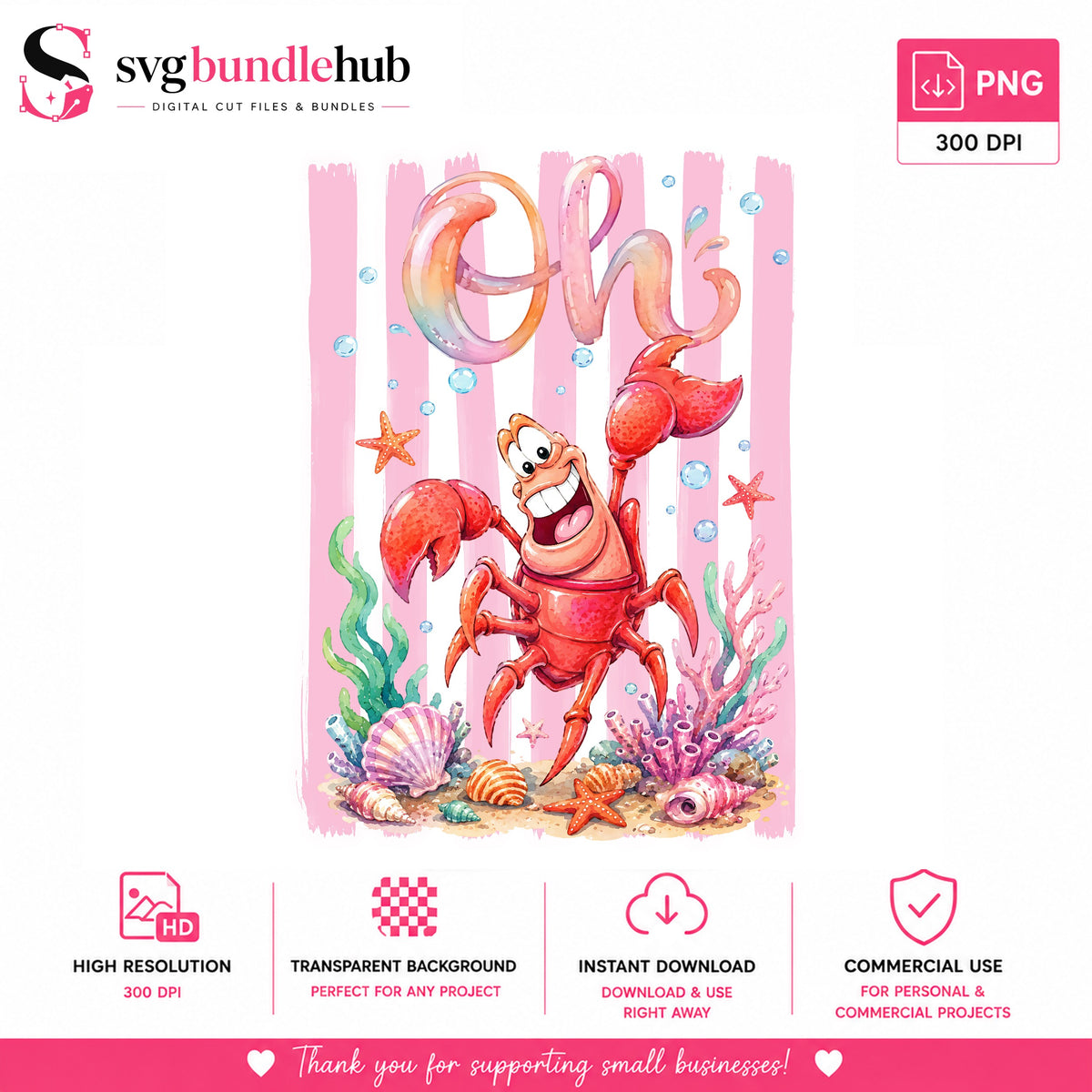 Oh Crab Funny Ocean PNG | SvgBundleHub