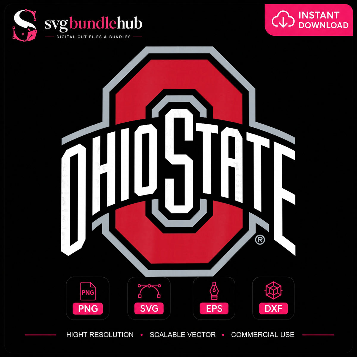 Ohio State Buckeyes Block O Logo Varsity Team PNG
