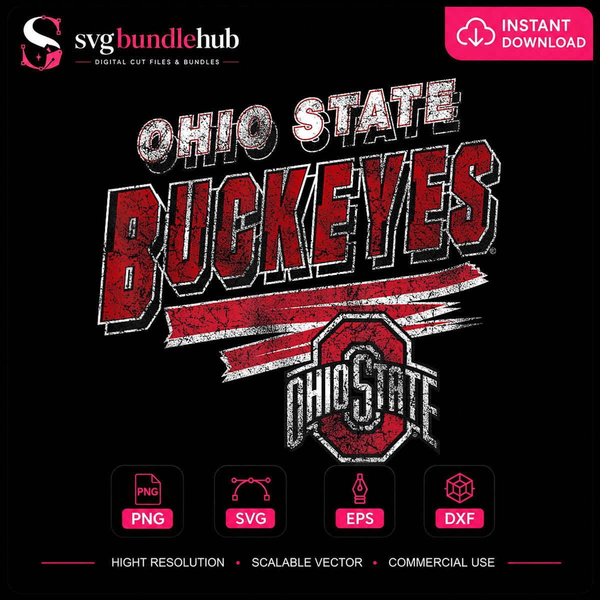 Ohio State Buckeyes Distressed Grunge College Football PNG
