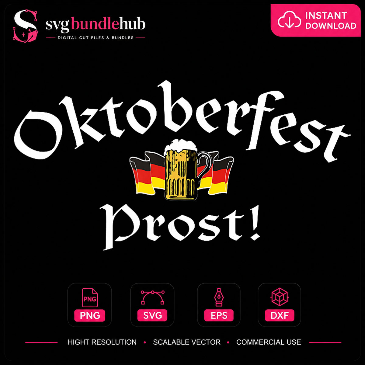 Oktoberfest Prost Beer Mug German Flag Clipart Design PNG