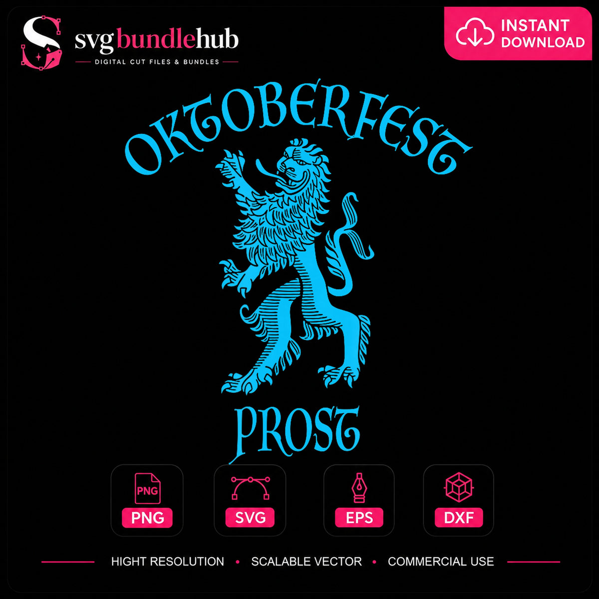 Oktoberfest Prost Lion Heraldic German Beer Festival PNG