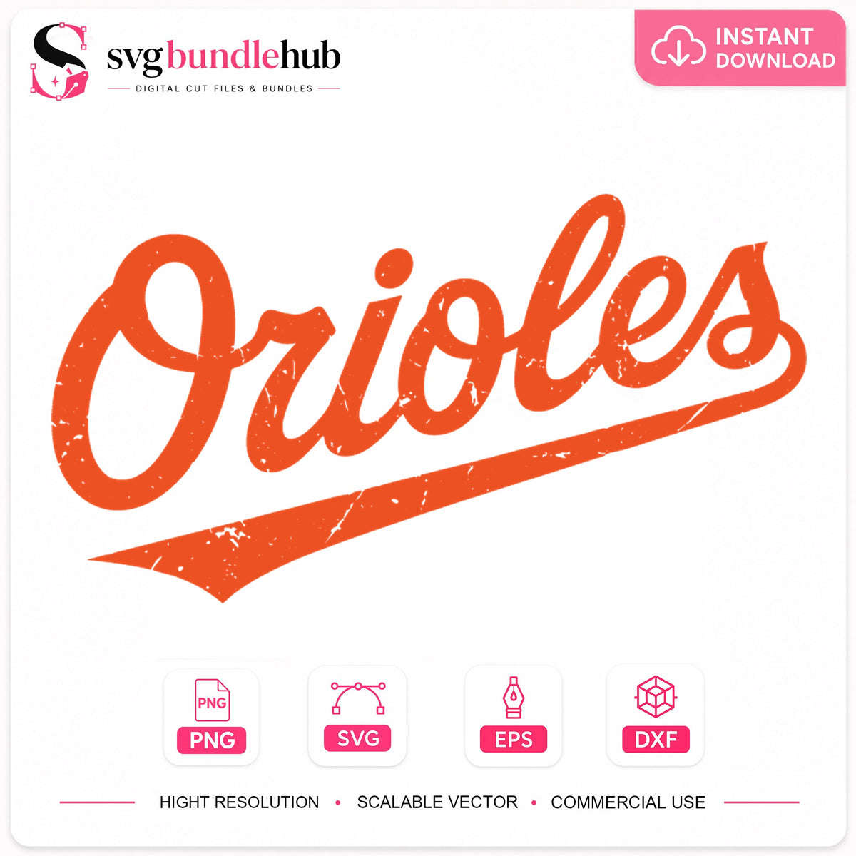 Orioles SVG, Distressed Retro Baseball Clipart