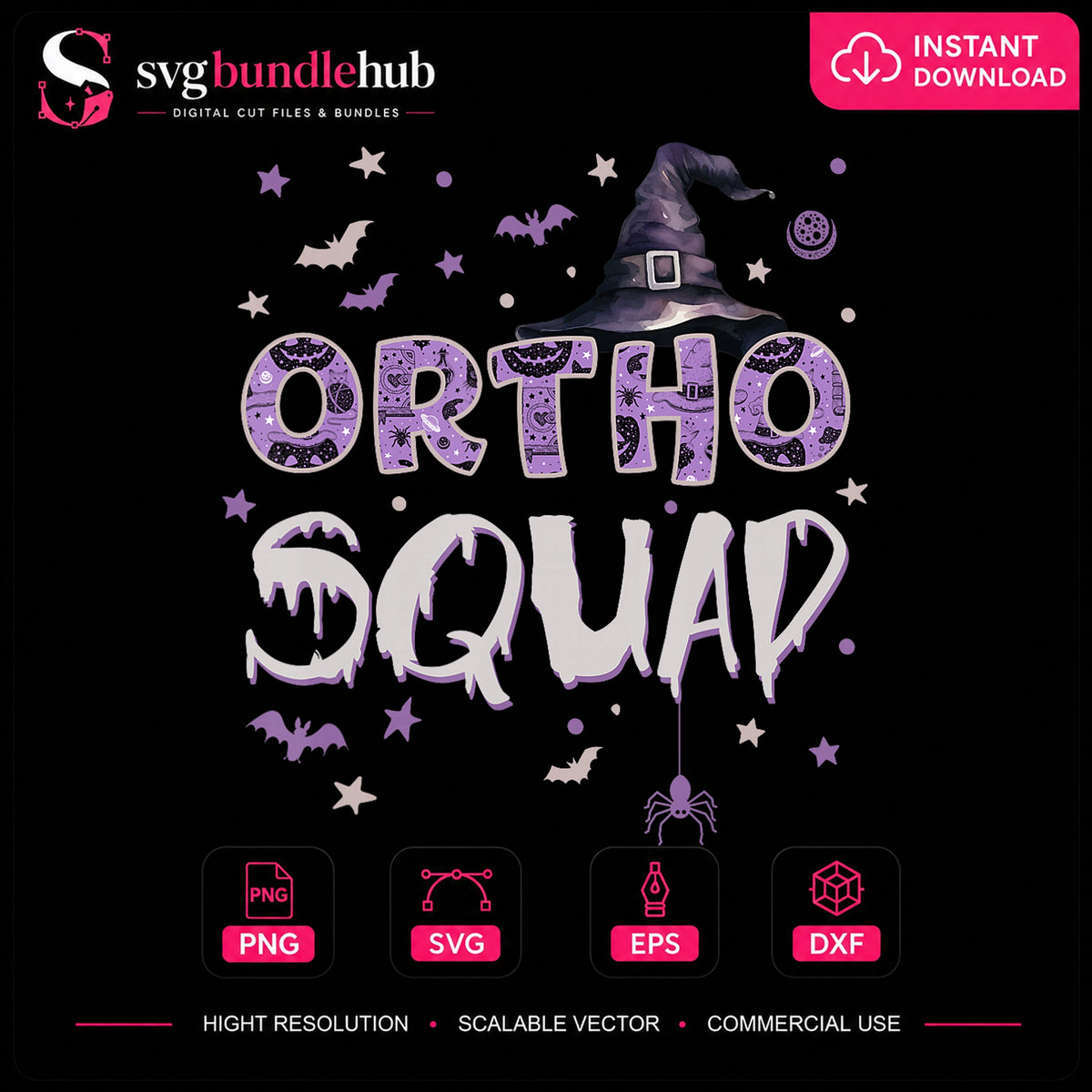 Ortho Squad Halloween Witch Hat PNG, Spooky Medical Clipart