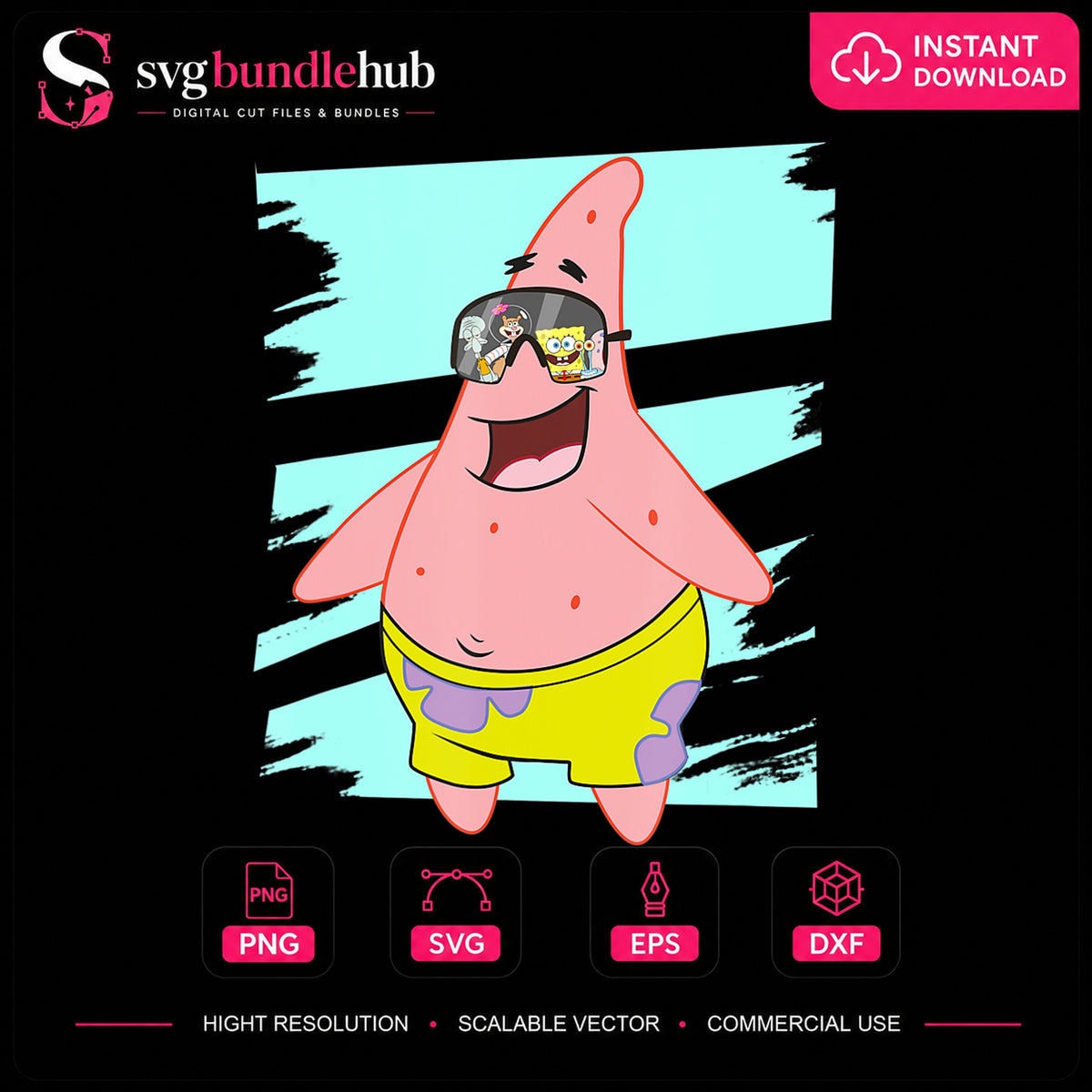 Patrick Star Cool Sunglasses Laughing SpongeBob Friends PNG