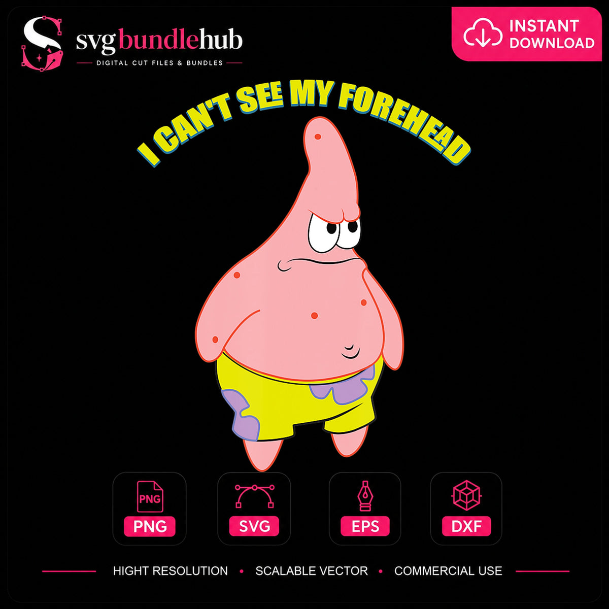 Patrick Star I Can't See My Forehead Meme Clipart PNG