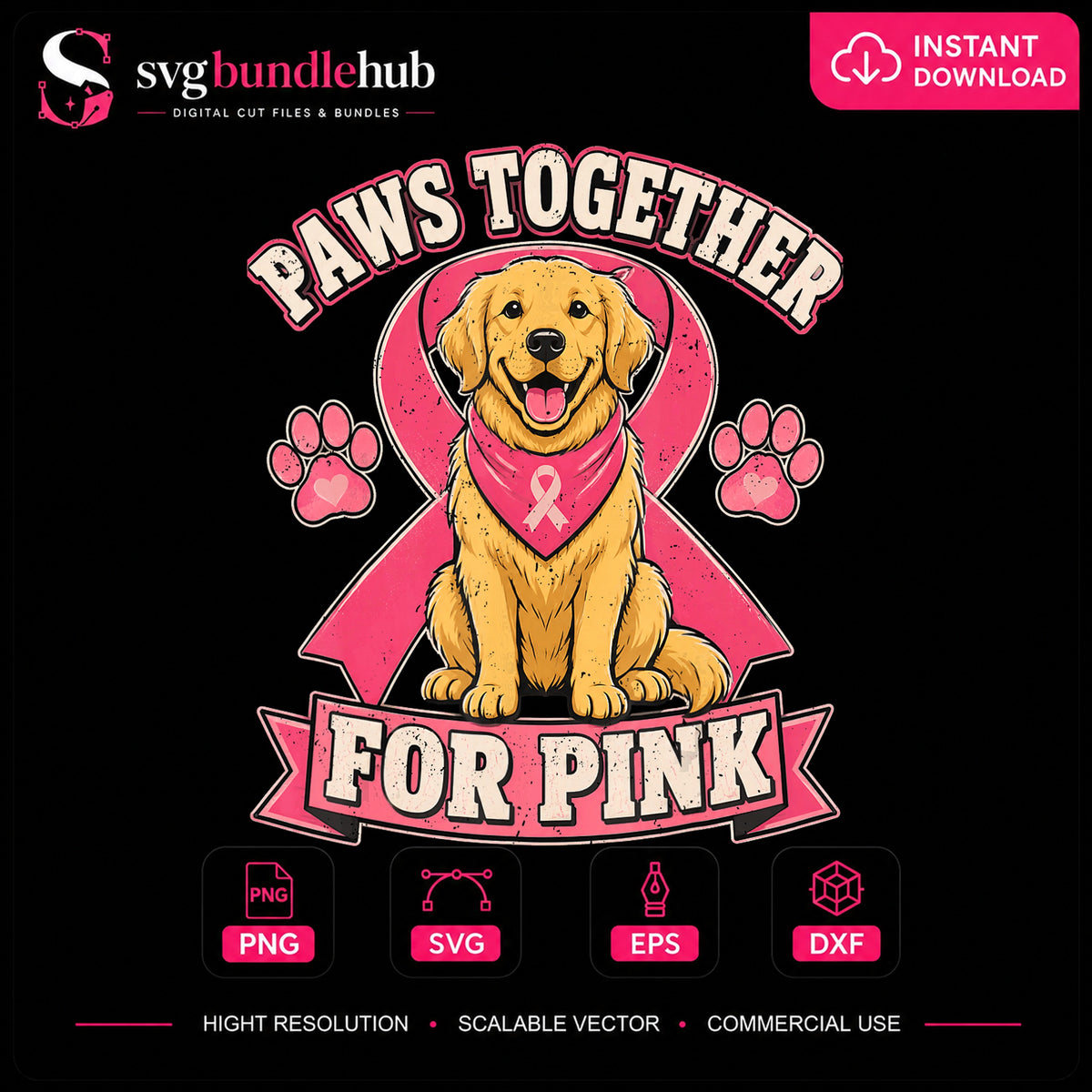 Paws Together For Pink Dog Breast Cancer Awareness PNG