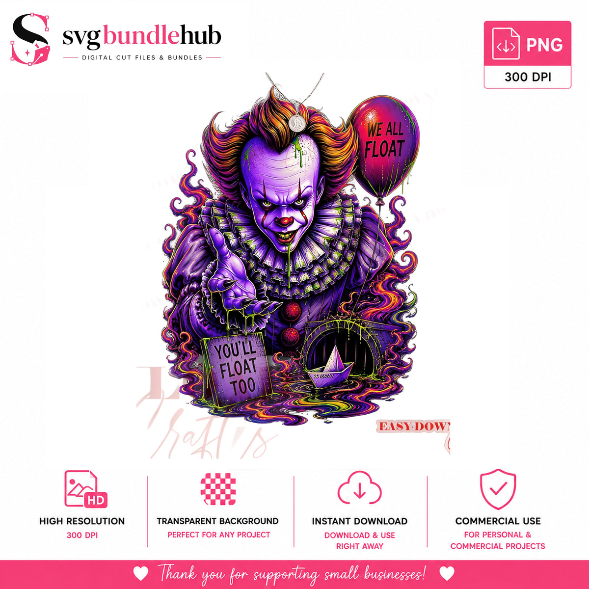 Pennywise We All Float Halloween PNG | SvgBundleHub