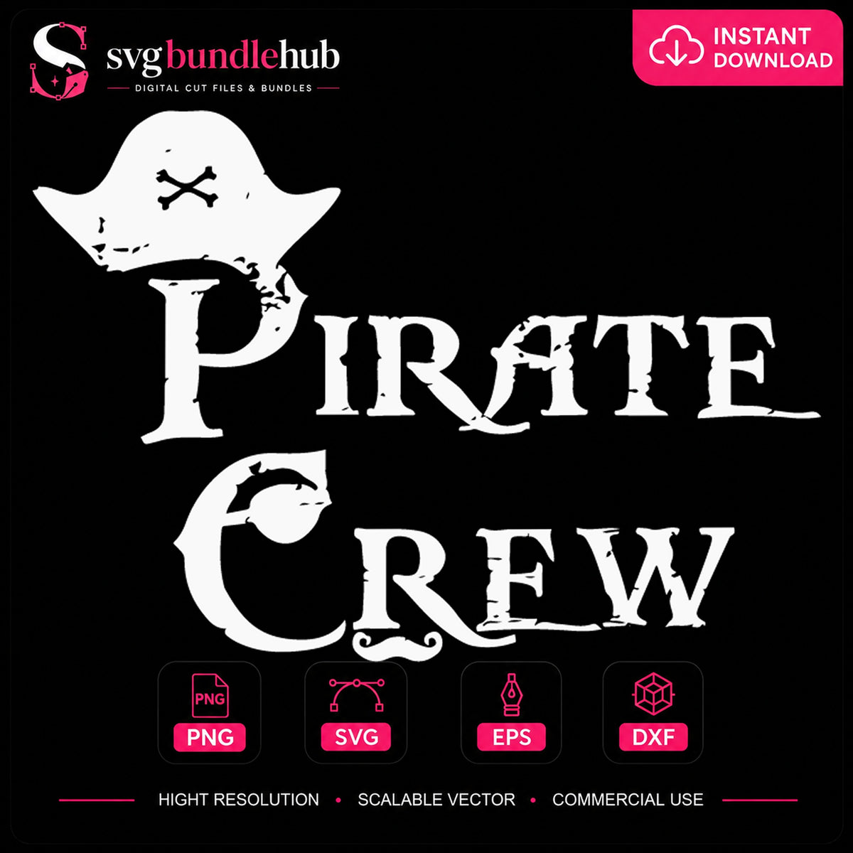 Pirate Crew Skull Hat Grunge Distressed Text PNG