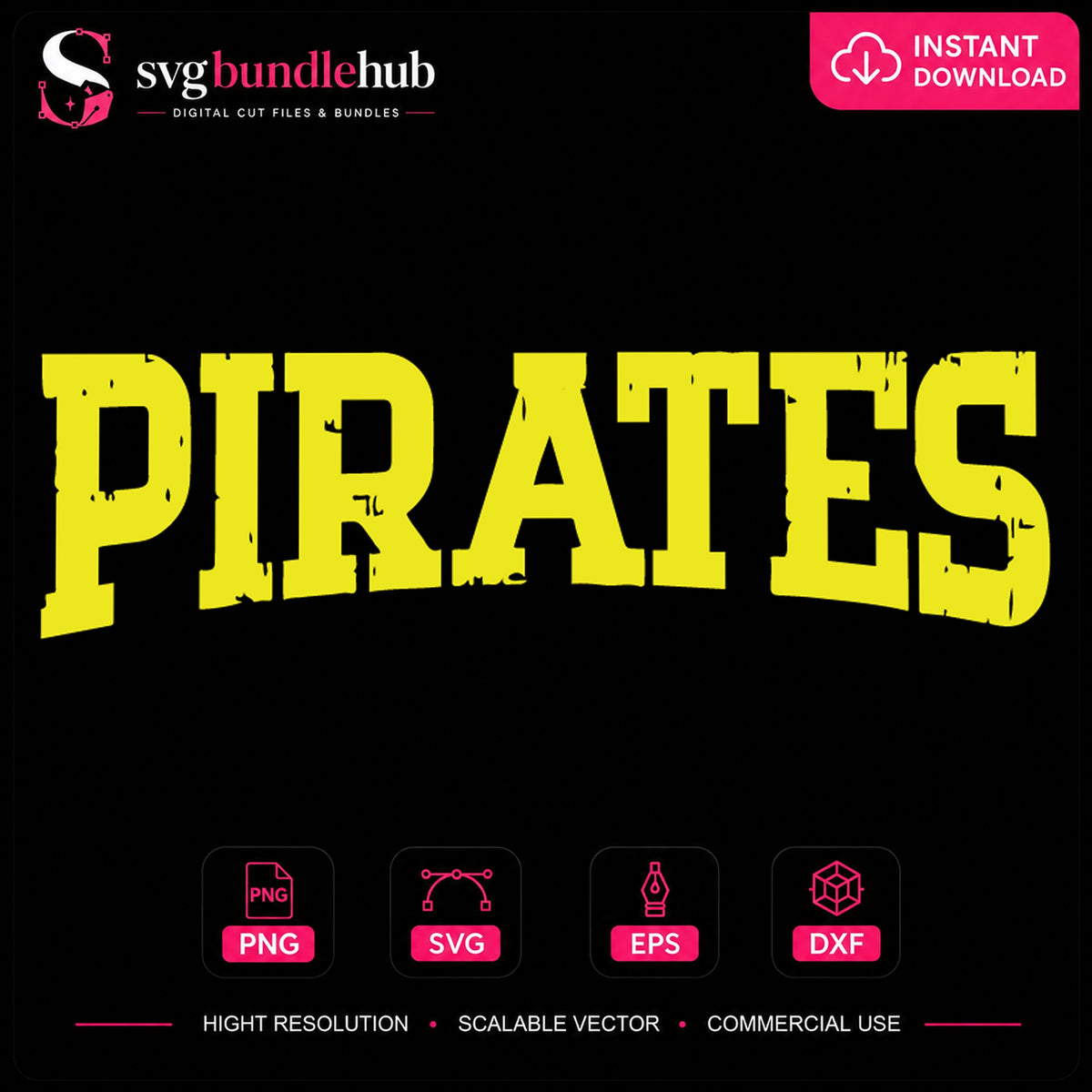 Pirates Distressed Bold Text SVG, Concert Clipart Design v3
