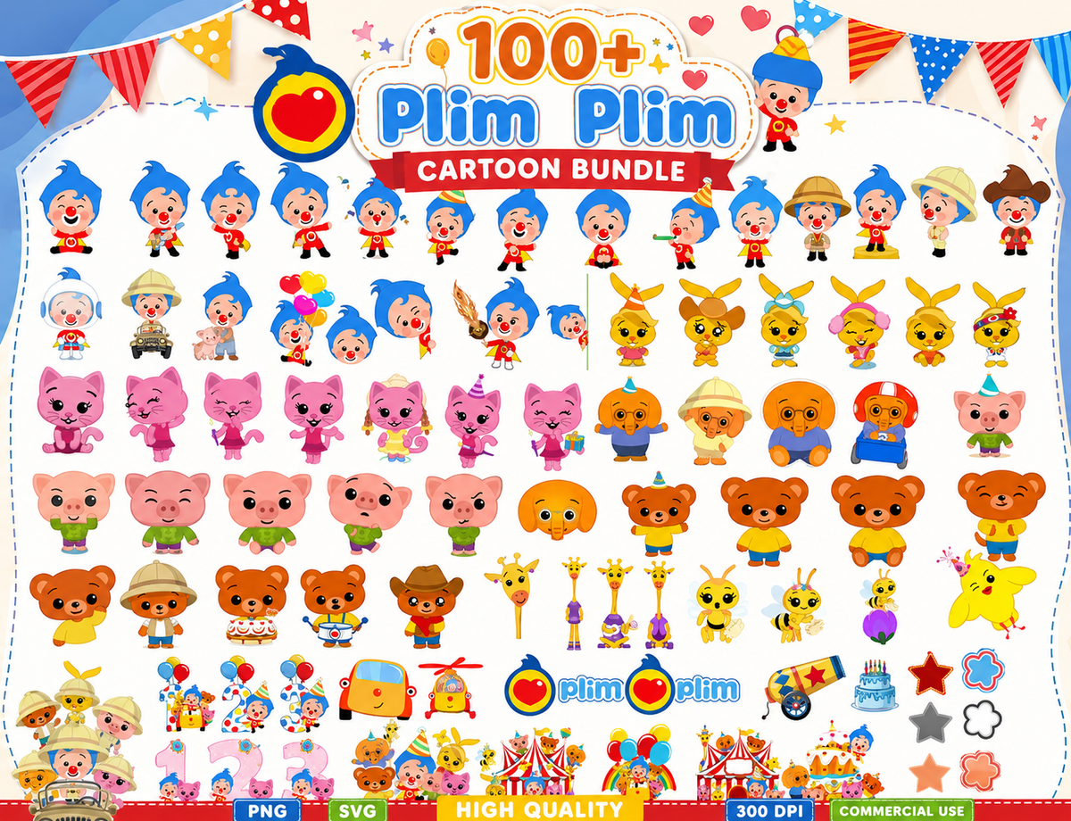 Plim Plim Cartoon Bundle SVG PNG | SvgBundleHub