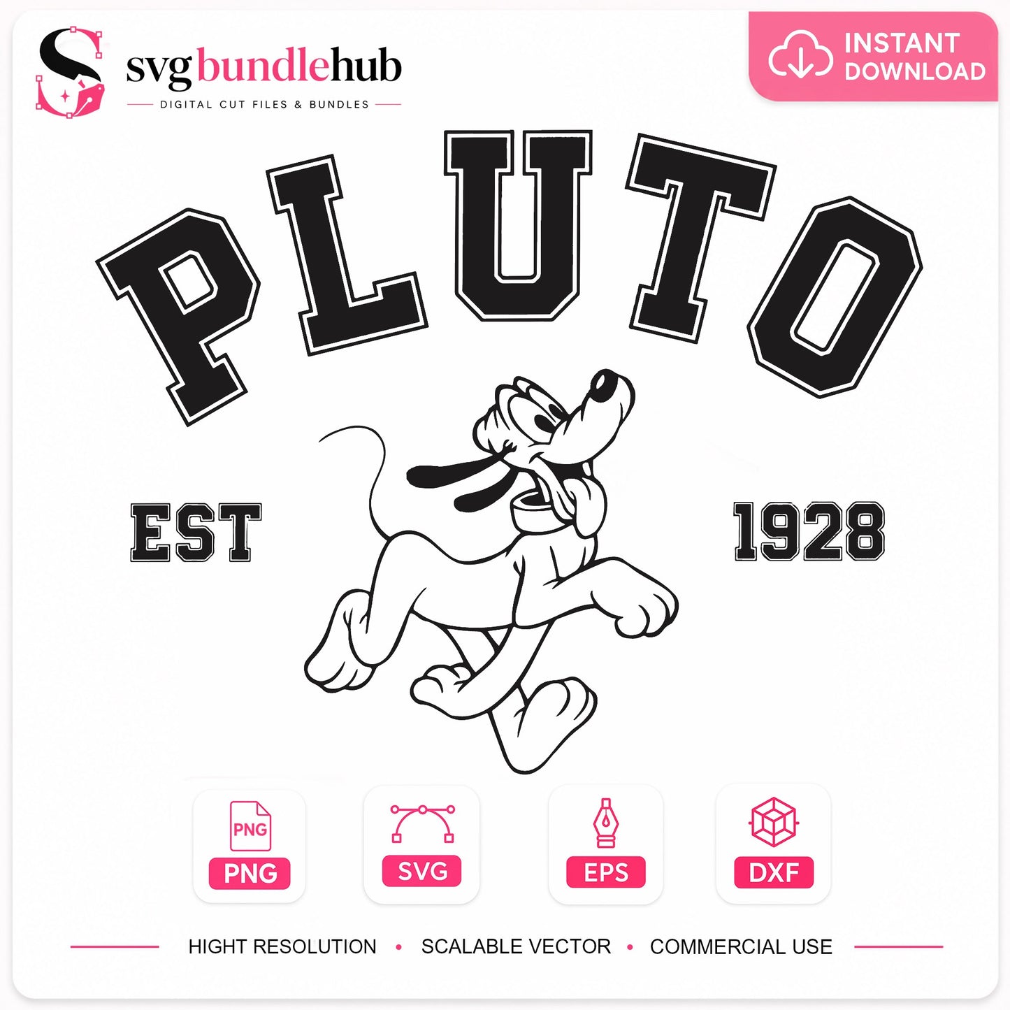 Pluto Dog Est 1928 SVG PNG, Disney Varsity SVG, Mickey Dog SVG