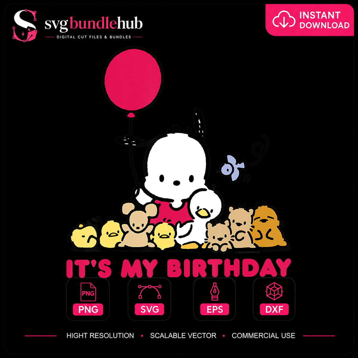 Pochacco It's My Birthday Balloon Animals Sanrio PNG