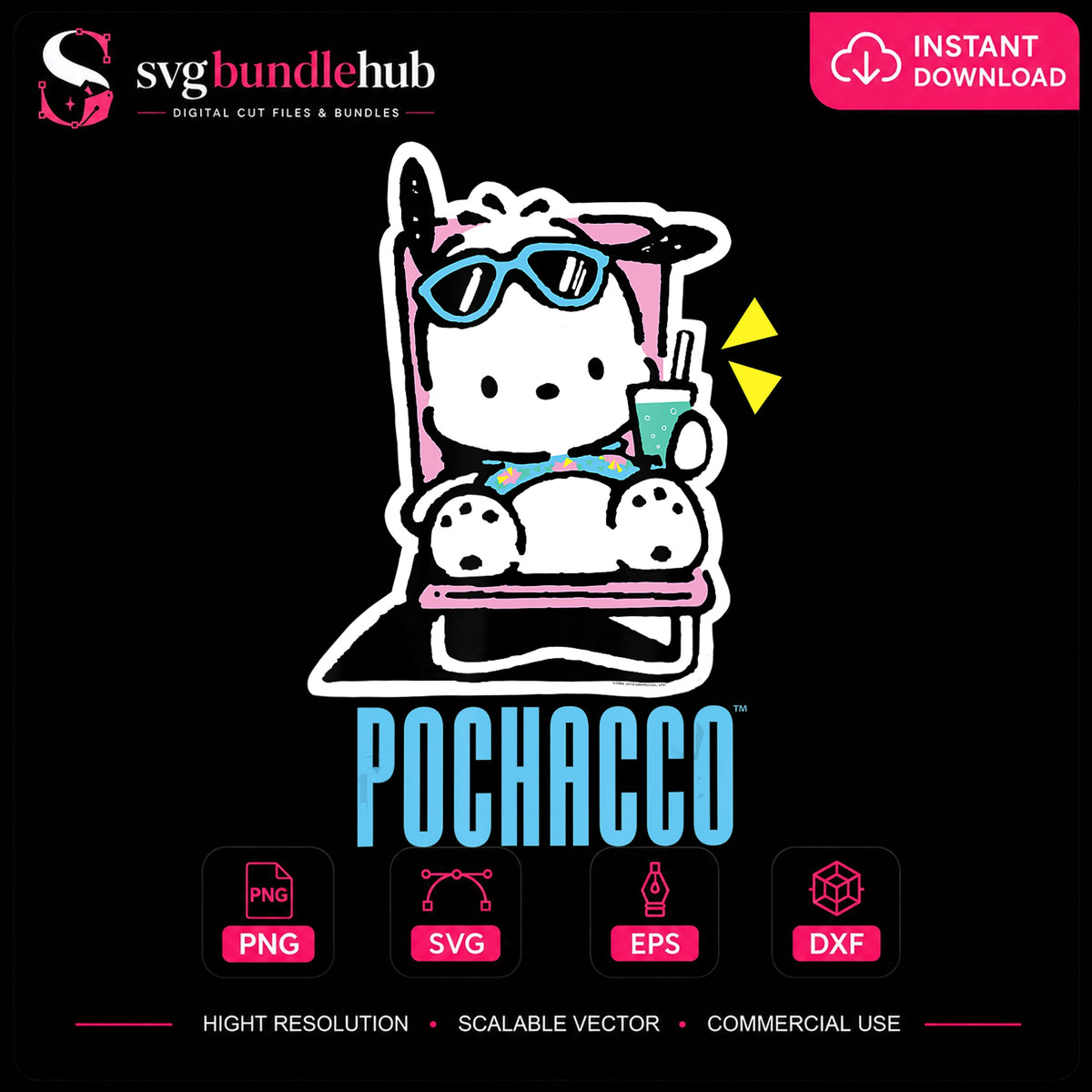 Pochacco Summer Beach Chair Sunglasses Sanrio PNG