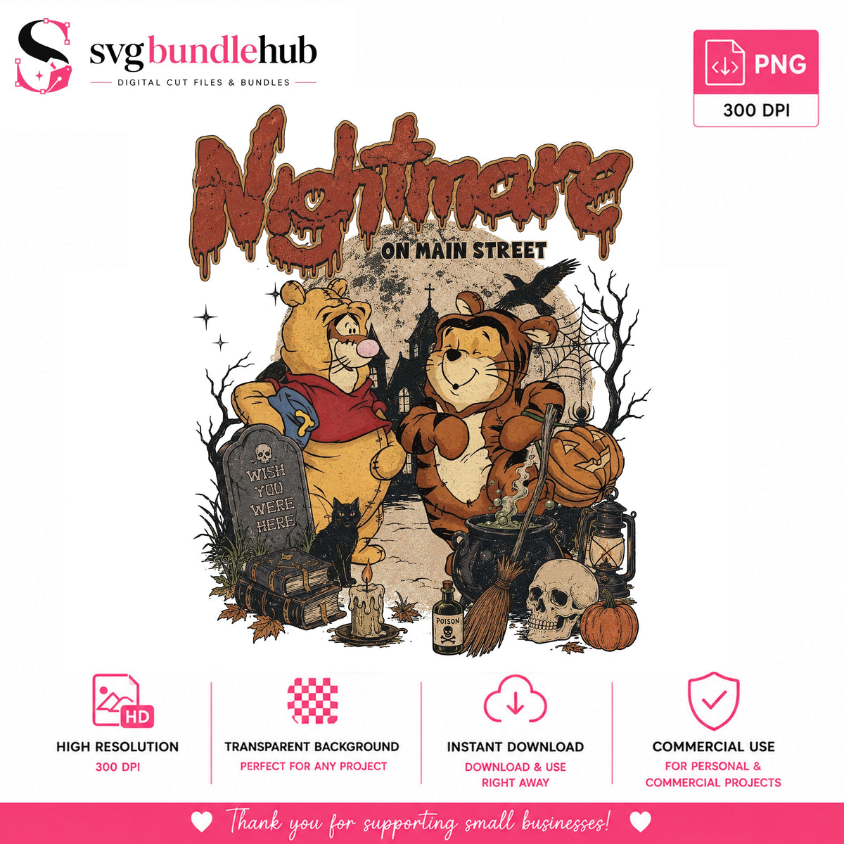 Pooh & Tigger Nightmare Halloween PNG | SvgBundleHub