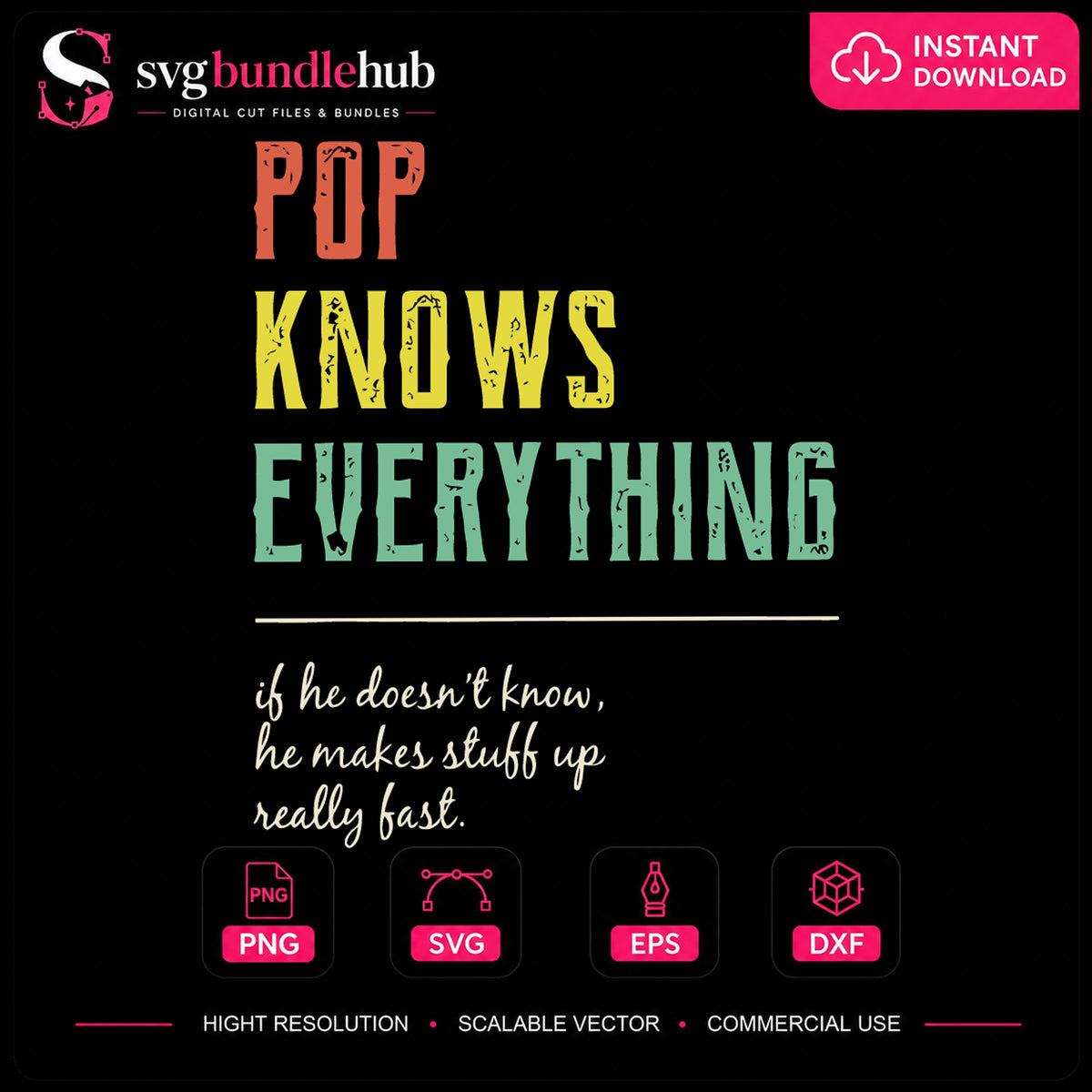Pop Knows Everything Funny Dad Quote Cricut File SVG