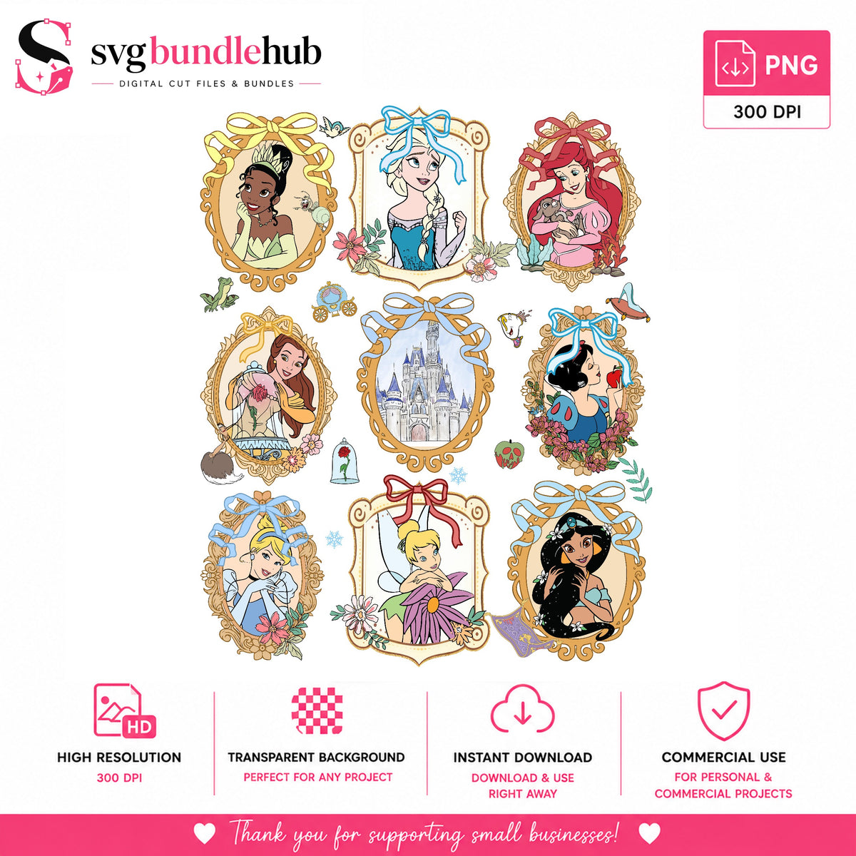 Princess Cameo Portrait Bundle PNG | SvgBundleHub