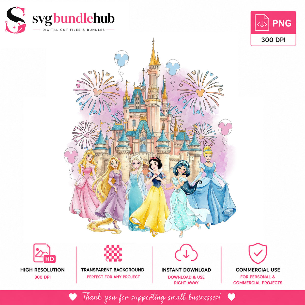 Princess Castle Watercolor PNG | SvgBundleHub