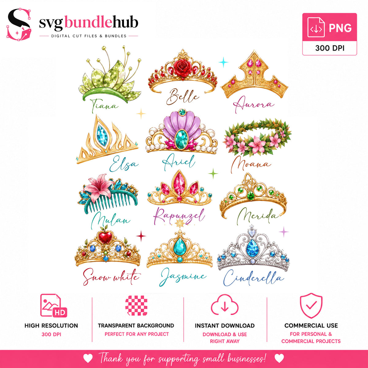 Princess Crown Bundle PNG | SvgBundleHub