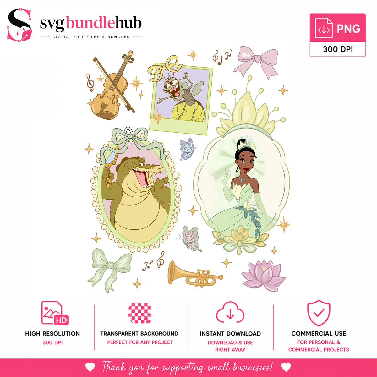 Princess & Frog Tiana Sublimation PNG | SvgBundleHub