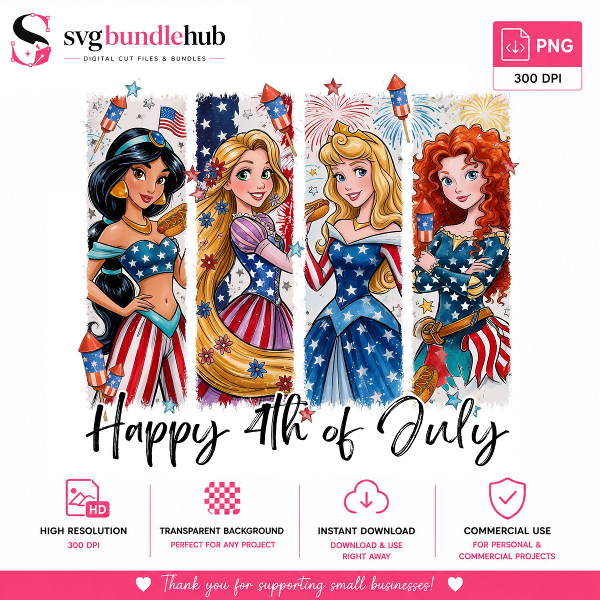 Princess Happy 4th of July PNG | SvgBundleHub