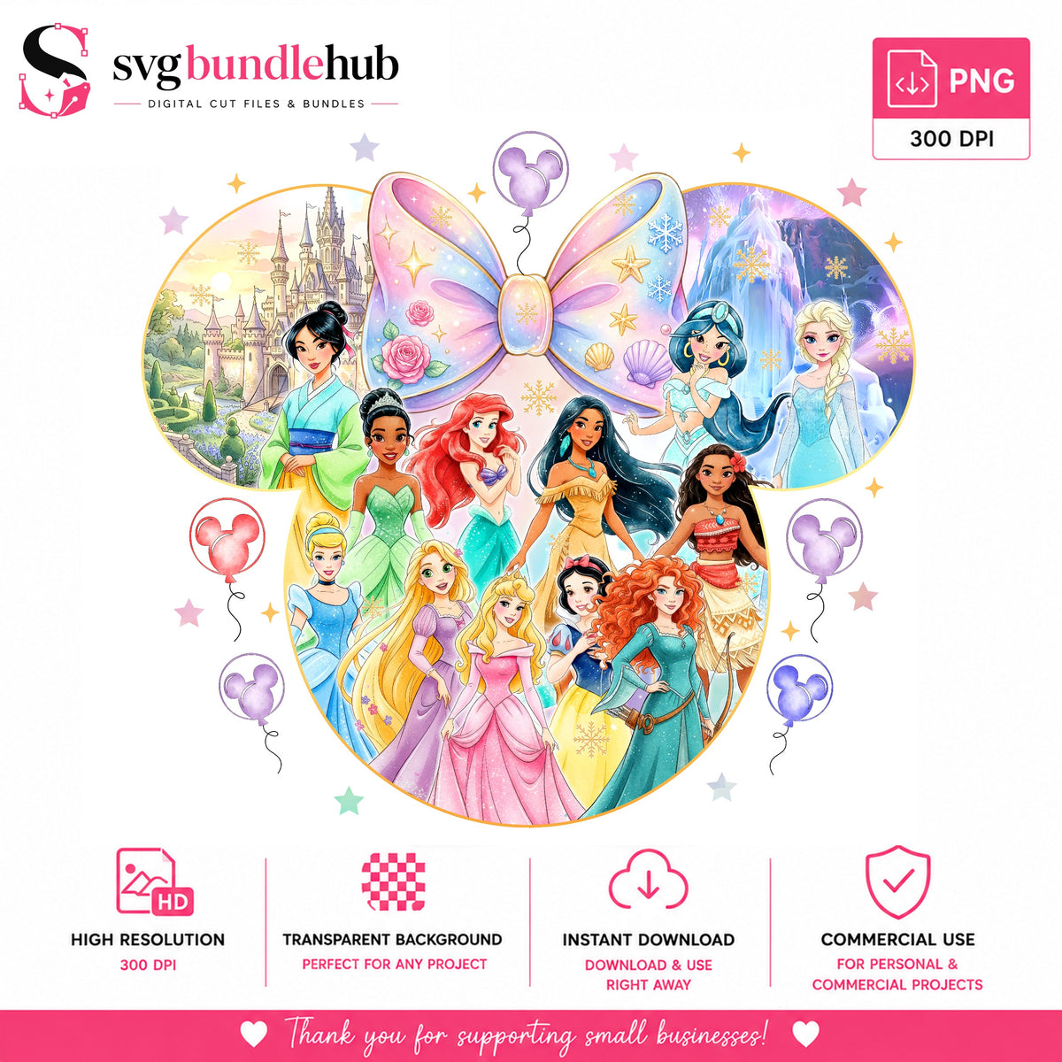 Princess Mickey Ears Magic PNG | SvgBundleHub