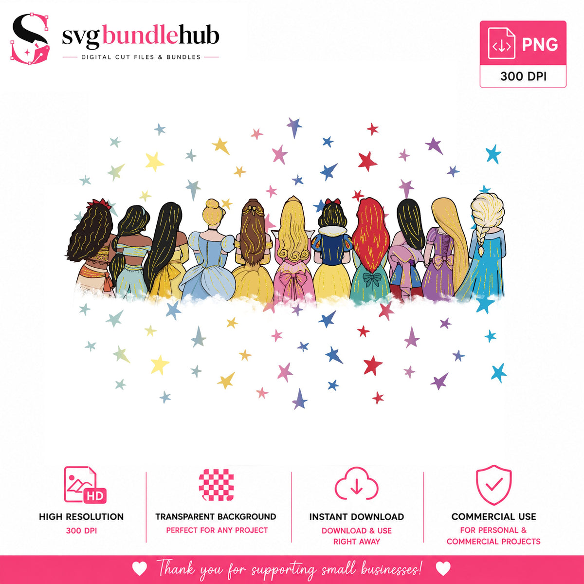 Princess Squad Back View PNG | SvgBundleHub