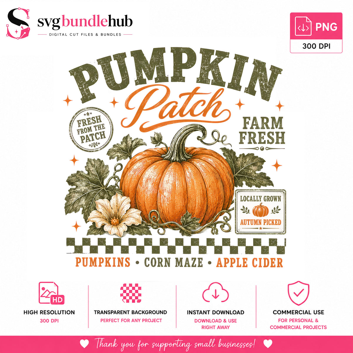 Pumpkin Patch Farm Fresh Fall PNG | SvgBundleHub