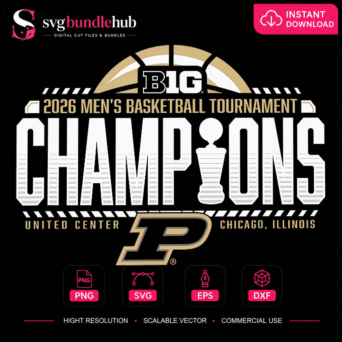 Purdue Boilermakers Big Ten 2026 Champions Basketball PNG