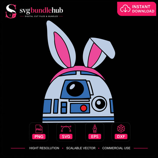 R2-D2 Easter Bunny SVG, Star Wars Holiday Cricut File