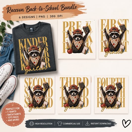 Raccoon Back to School PNG Bundle | SvgBundleHub