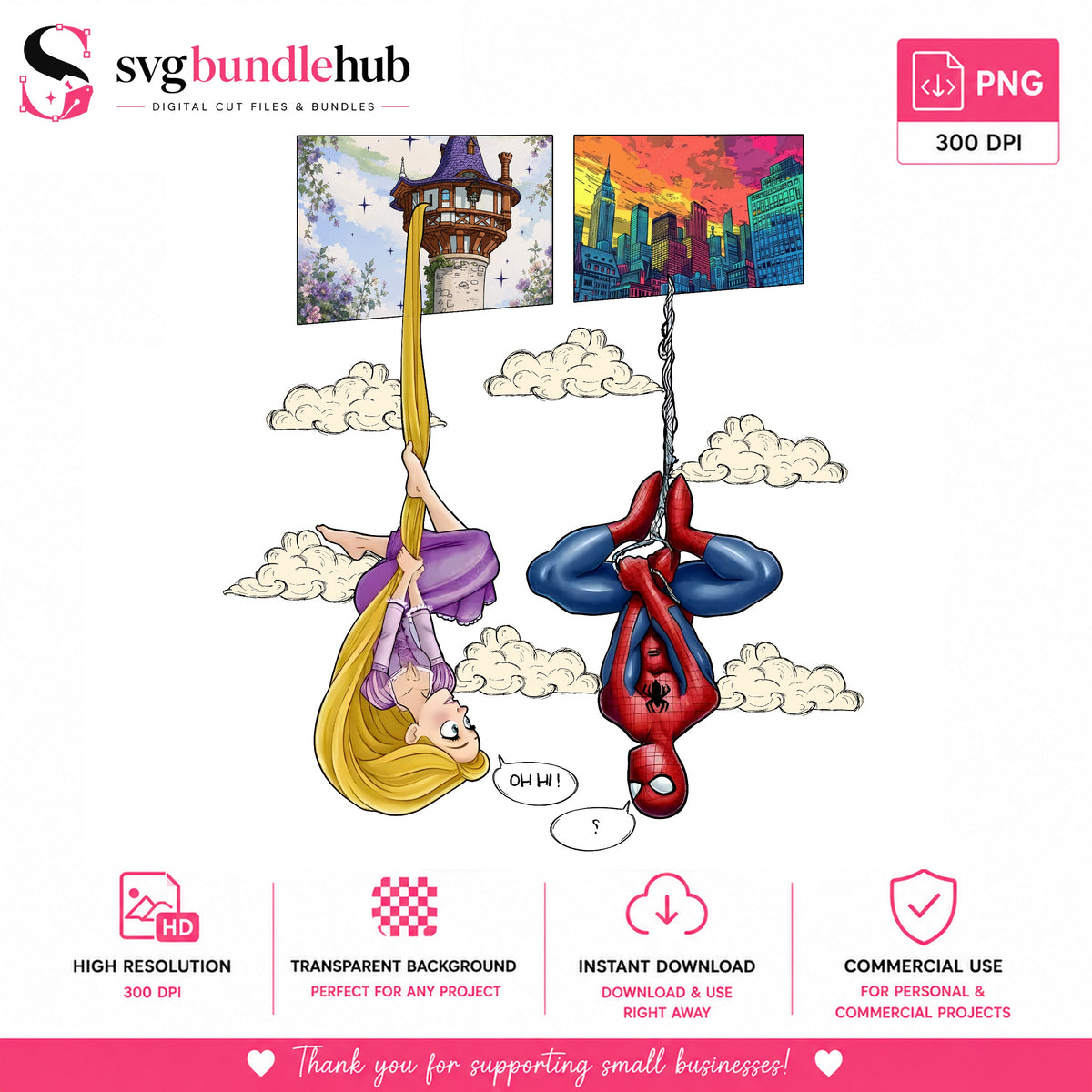 Rapunzel & Spider-Man Upside Down PNG | SvgBundleHub