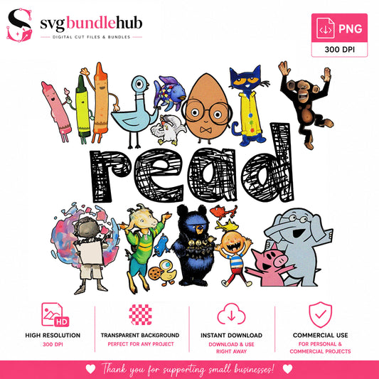 Read Book Characters PNG, Teacher Library Reading PNG, Kids Book PNG