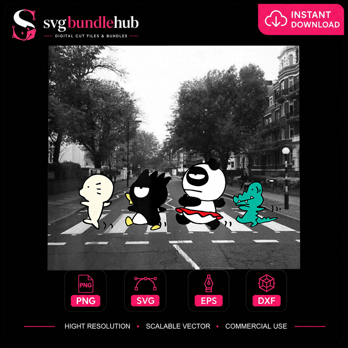 Sanrio Characters Abbey Road Crosswalk Parody SVG
