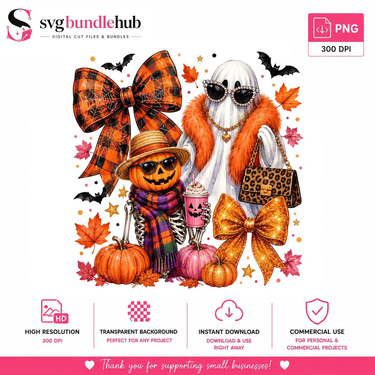 Sassy Ghost & Pumpkin Halloween PNG | SvgBundleHub